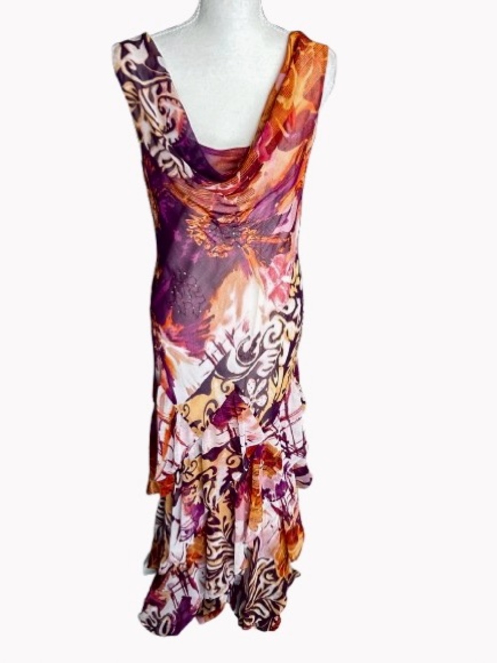 Vintage Y2K Fairycore Signature by Robbie Bee Maci Dress Ruffle Sheer Fairy bias